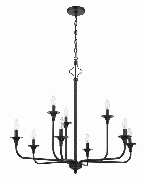 Jolenne Nine Light Chandelier in Flat Black