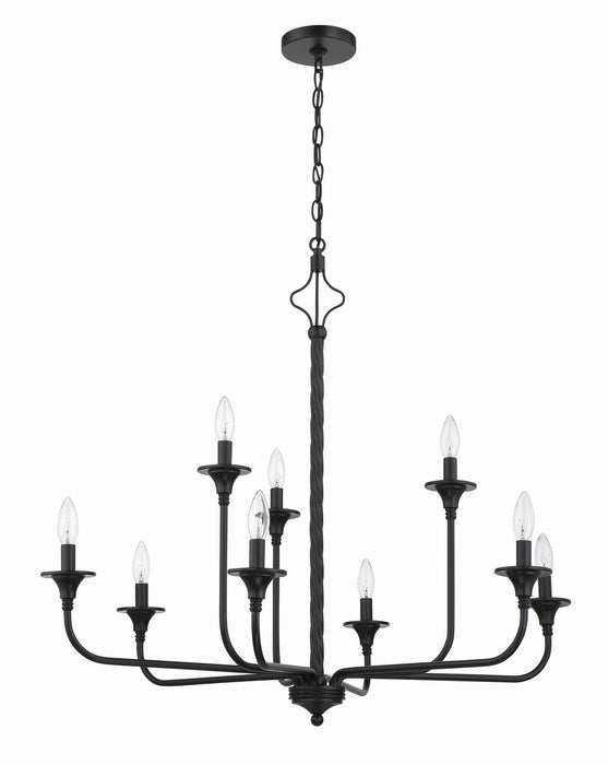 Jolenne Nine Light Chandelier in Flat Black