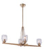 Guiding Star Four Light Island Linear Chandelier in Satin Brass