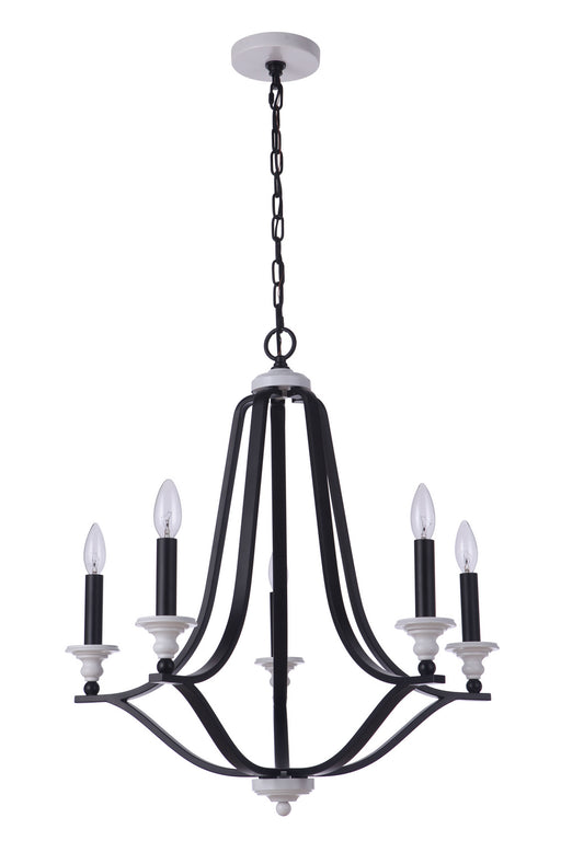 Esme Five Light Chandelier in Flat Black / Matte White