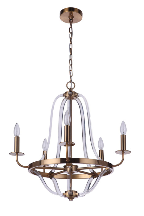 Graclyn Five Light Chandelier in Satin Brass