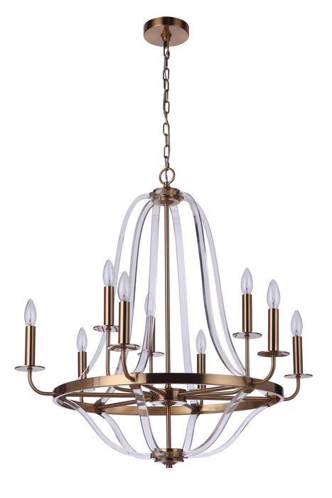 Graclyn Nine Light Chandelier in Satin Brass