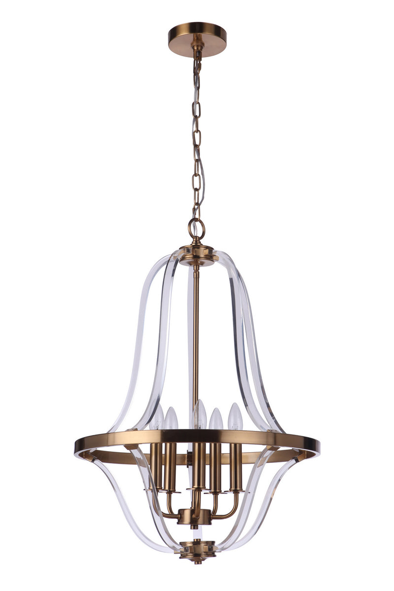 Graclyn Five Light Foyer Pendant in Satin Brass