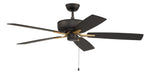 Pro Plus 52" Ceiling Fan in Flat Black/Satin Brass