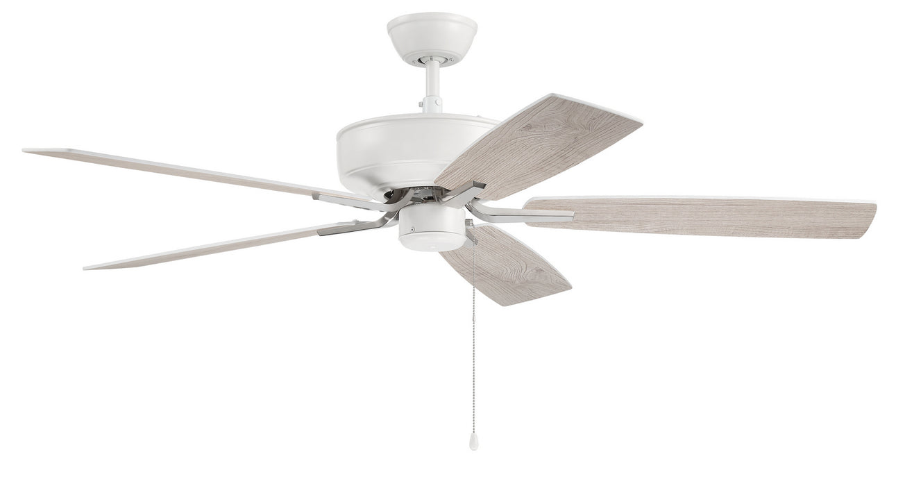Pro Plus 52" Ceiling Fan in White / Polished Nickel