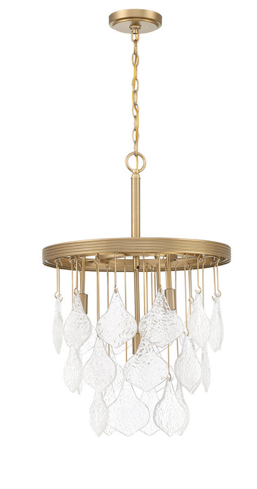 Vesi Four Light Pendant in Satin Brass