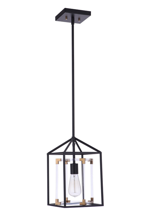 Aaron One Light Pendant in Flat Black/Satin Brass