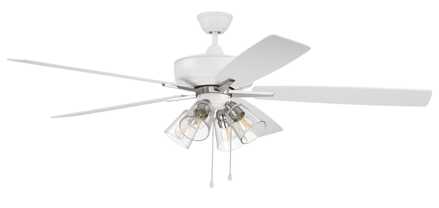 Super Pro fan 60" Ceiling Fan in White / Polished Nickel
