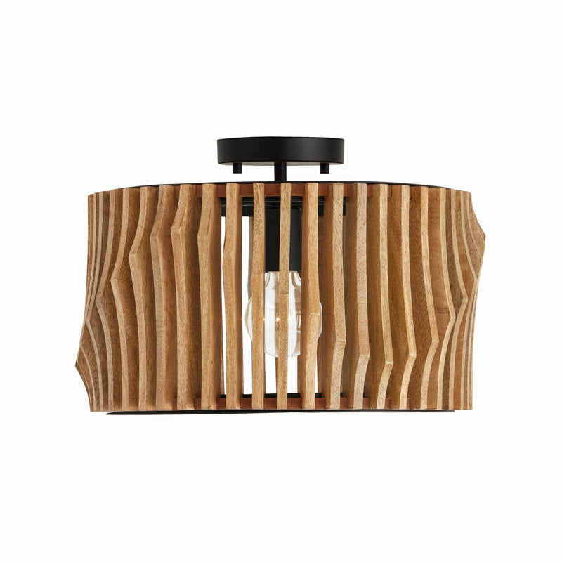 Archer One Light Semi-Flush Mount in Light Wood and Matte Black