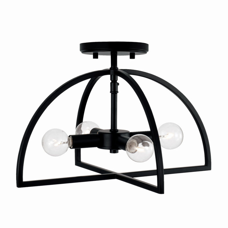 Lawson Four Light Semi-Flush Mount in Matte Black