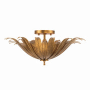 Eden Three Light Semi-Flush Mount in Antique Gold
