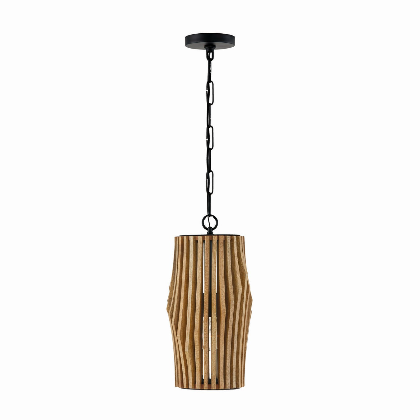Archer One Light Pendant in Light Wood and Matte Black