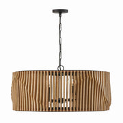 Archer Six Light Pendant in Light Wood and Matte Black