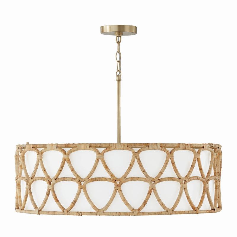 Tulum Four Light Pendant in Matte Brass