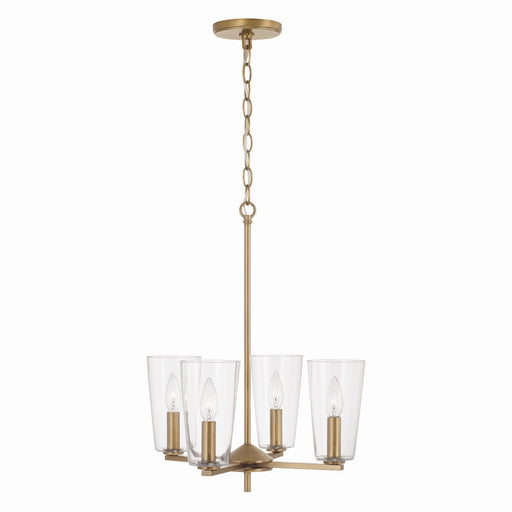Portman Four Light Pendant in Aged Brass