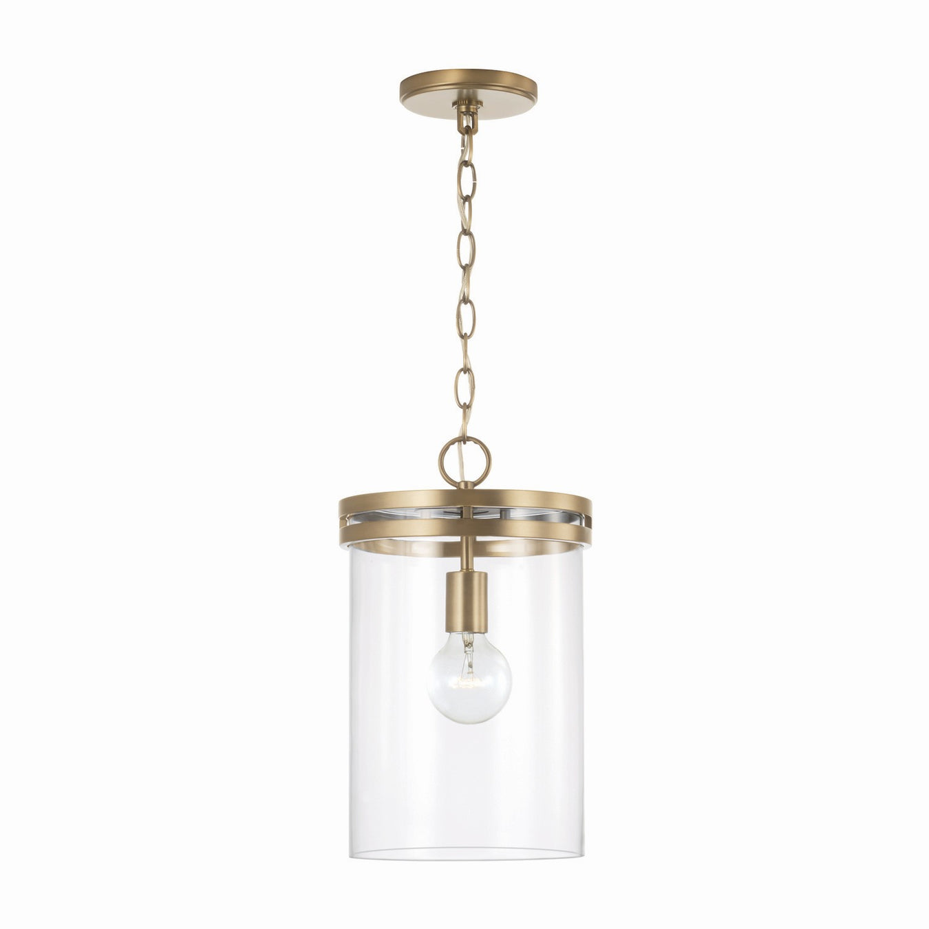 Fuller One Light Pendant in Aged Brass