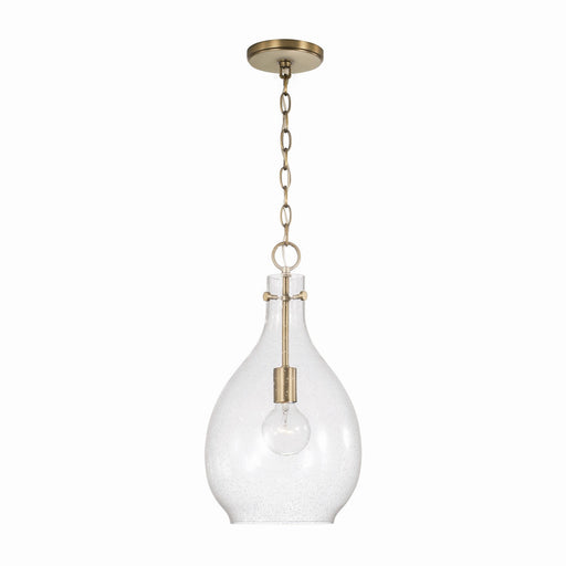 Brentwood One Light Pendant in Aged Brass