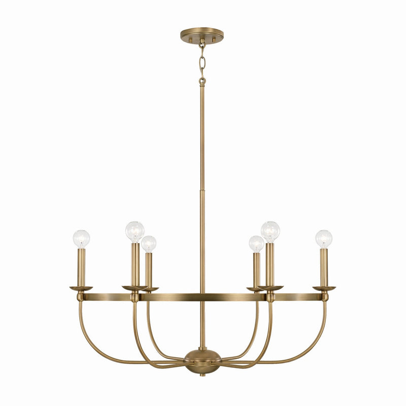 Rylann Six Light Chandelier in Aged Brass