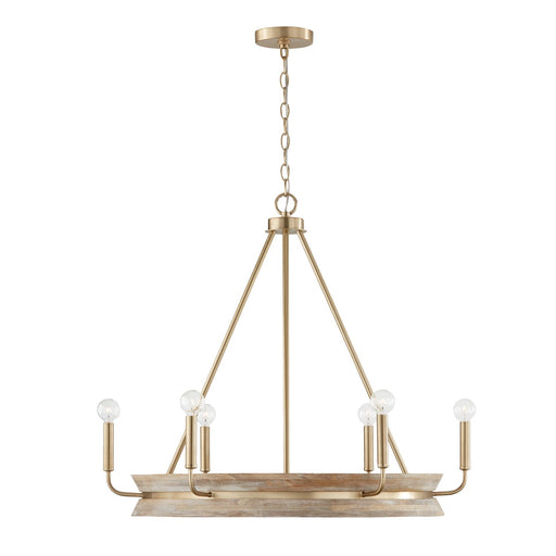 Finn Six Light Chandelier in White Wash and Matte Brass