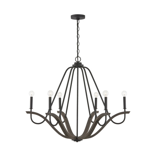 Clive Six Light Chandelier in Carbon Grey and Black Iron