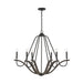 Clive Six Light Chandelier in Carbon Grey and Black Iron