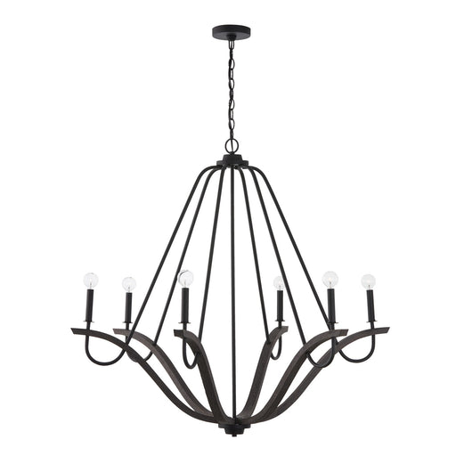 Clive Six Light Chandelier in Carbon Grey and Black Iron