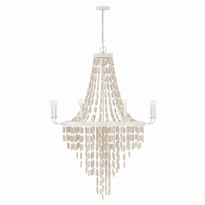 Carissa Eight Light Chandelier in Organic White