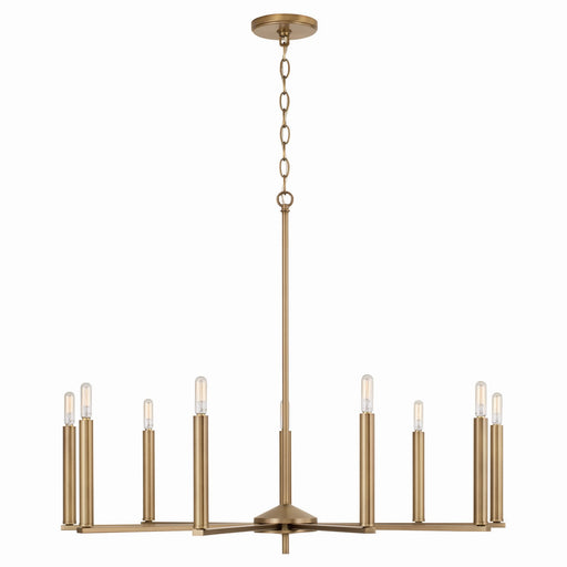 Portman Nine Light Chandelier in Aged Brass