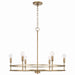Fuller Six Light Chandelier in Aged Brass