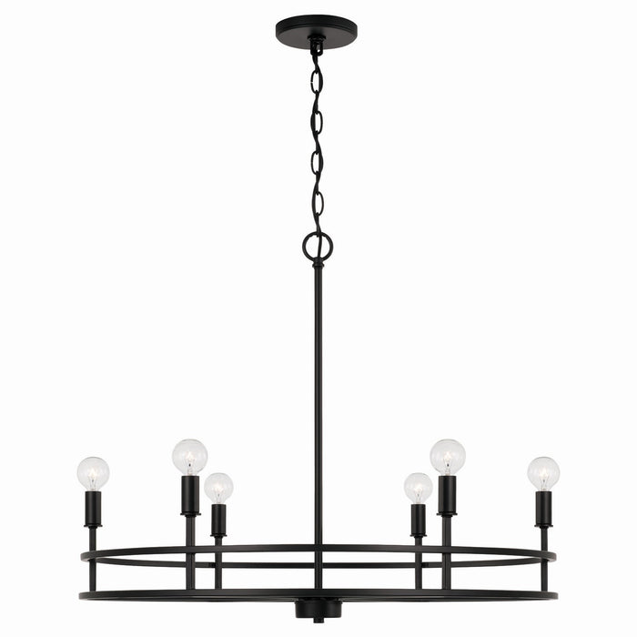 Fuller Six Light Chandelier in Matte Black