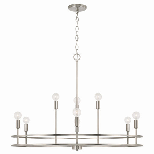 Fuller Nine Light Chandelier in Brushed Nickel