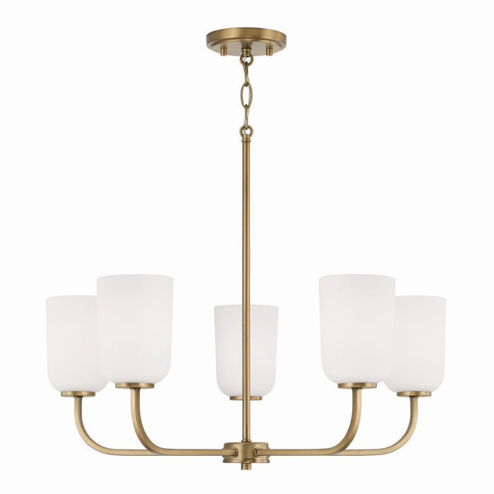 Lawson Five Light Chandelier in Aged Brass