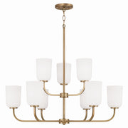 Lawson Nine Light Chandelier in Aged Brass