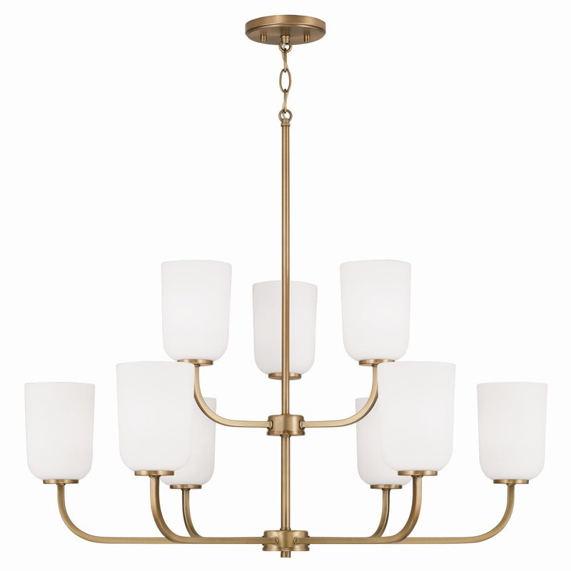 Lawson Nine Light Chandelier in Aged Brass