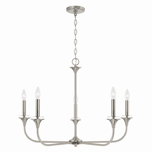 Presley Five Light Chandelier in Brushed Nickel