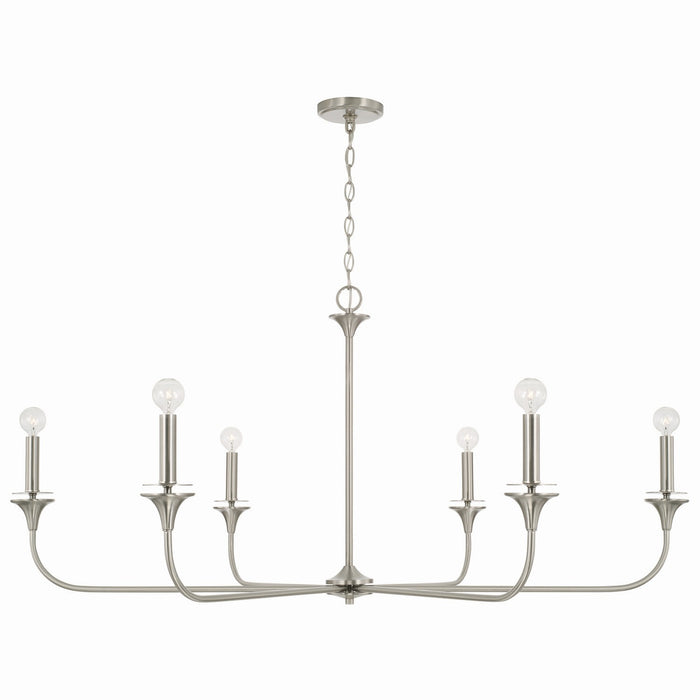 Presley Six Light Chandelier in Brushed Nickel