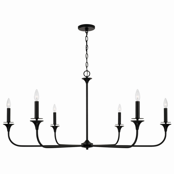 Presley Six Light Chandelier in Matte Black