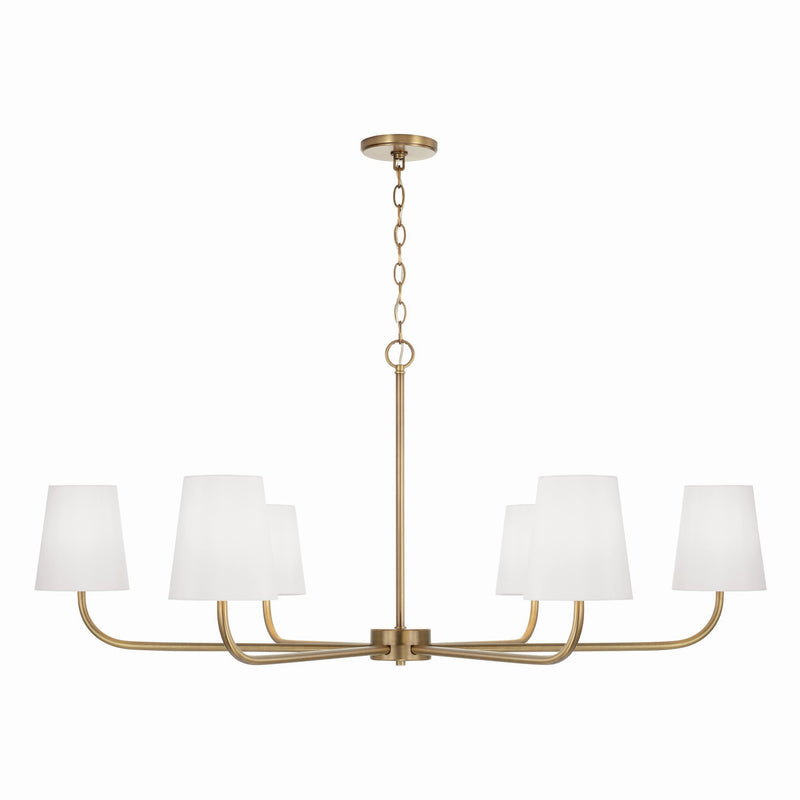 Brody Six Light Chandelier in Aged Brass