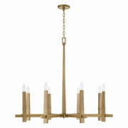 Blake Eight Light Chandelier in Aged Brass