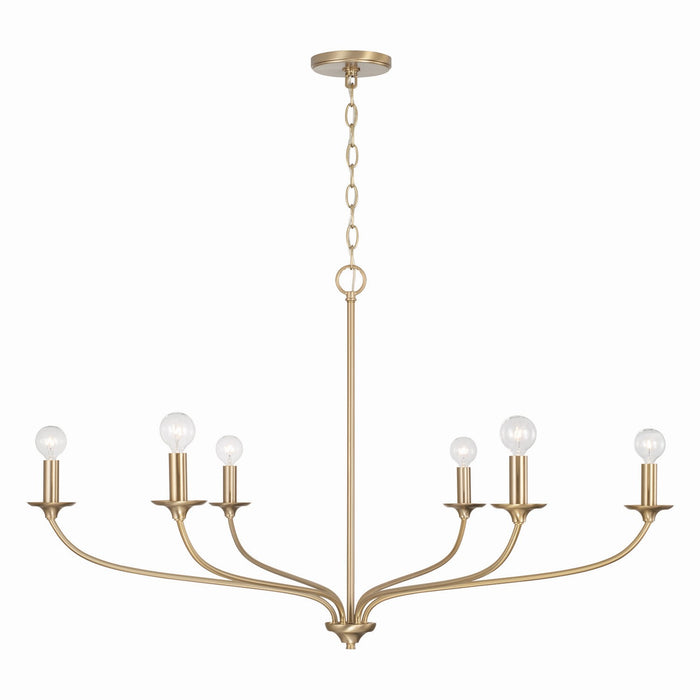 Dolan Six Light Chandelier in Matte Brass