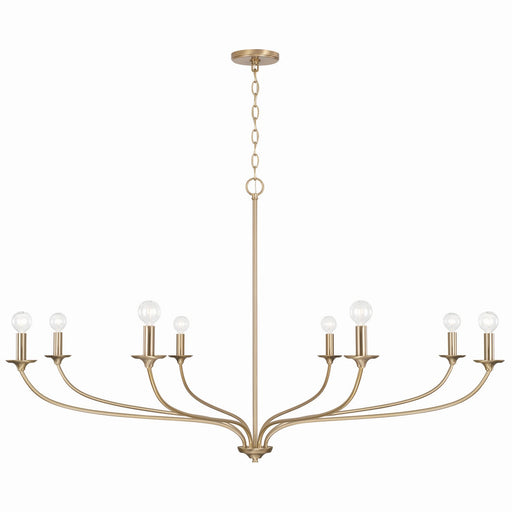 Dolan Eight Light Chandelier in Matte Brass