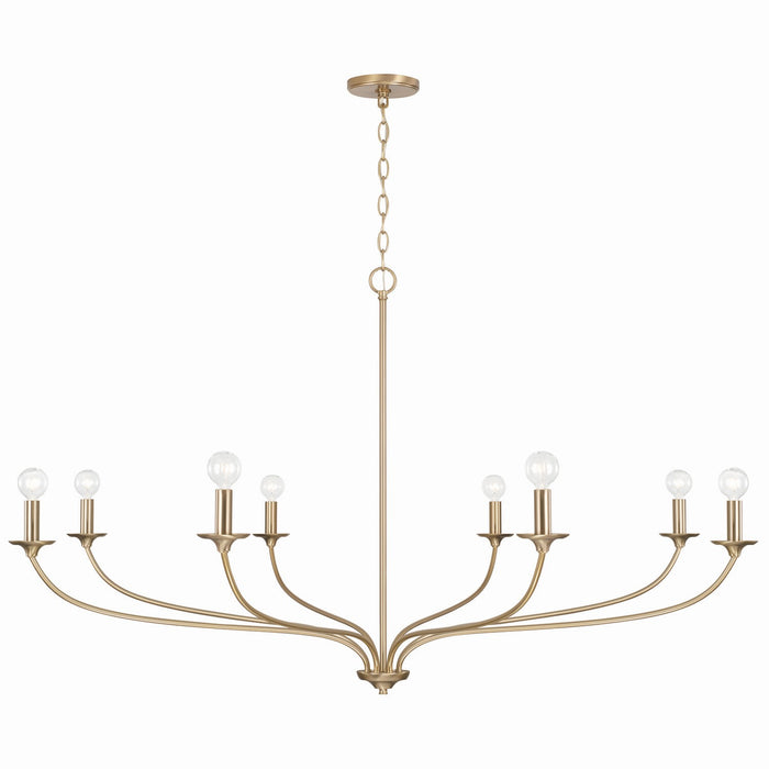 Dolan Eight Light Chandelier in Matte Brass
