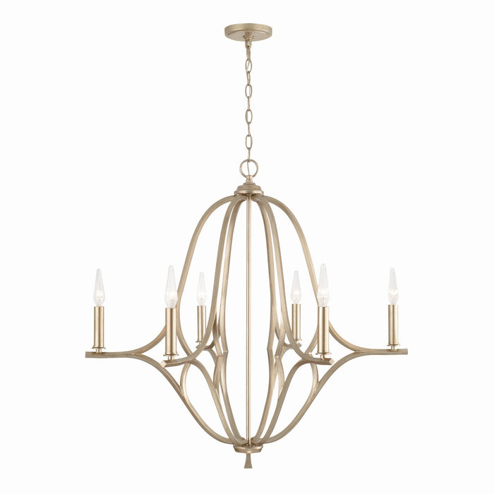 Claire Six Light Chandelier in Brushed Champagne