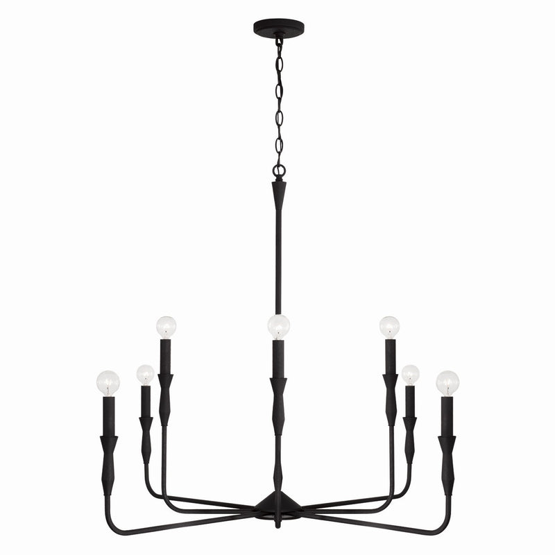 Paloma Eight Light Chandelier in Textured Black