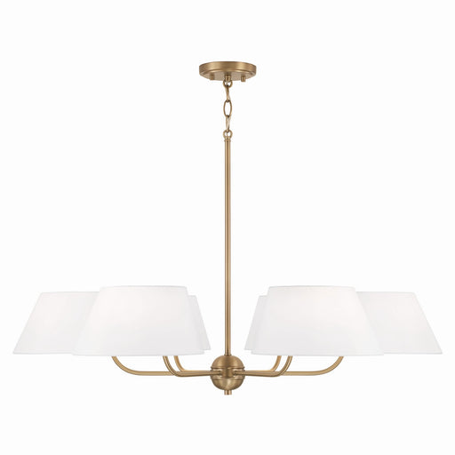 Welsley Six Light Chandelier in Aged Brass