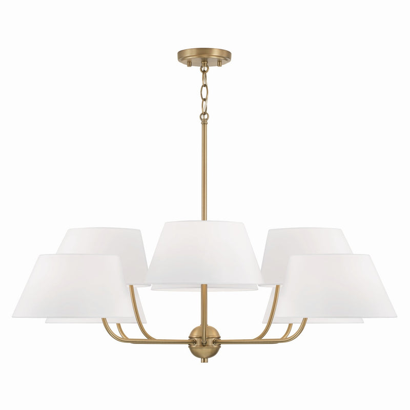 Welsley Eight Light Chandelier in Aged Brass