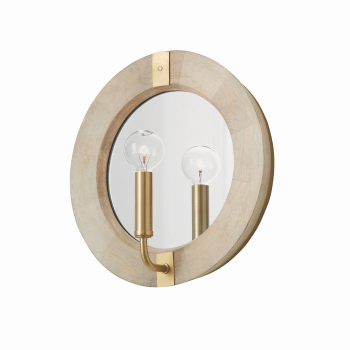 Finn One Light Wall Sconce in White Wash and Matte Brass