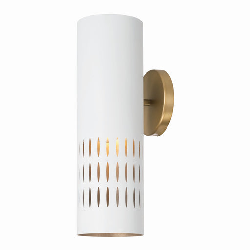 Dash One Light Wall Sconce in Aged Brass and White