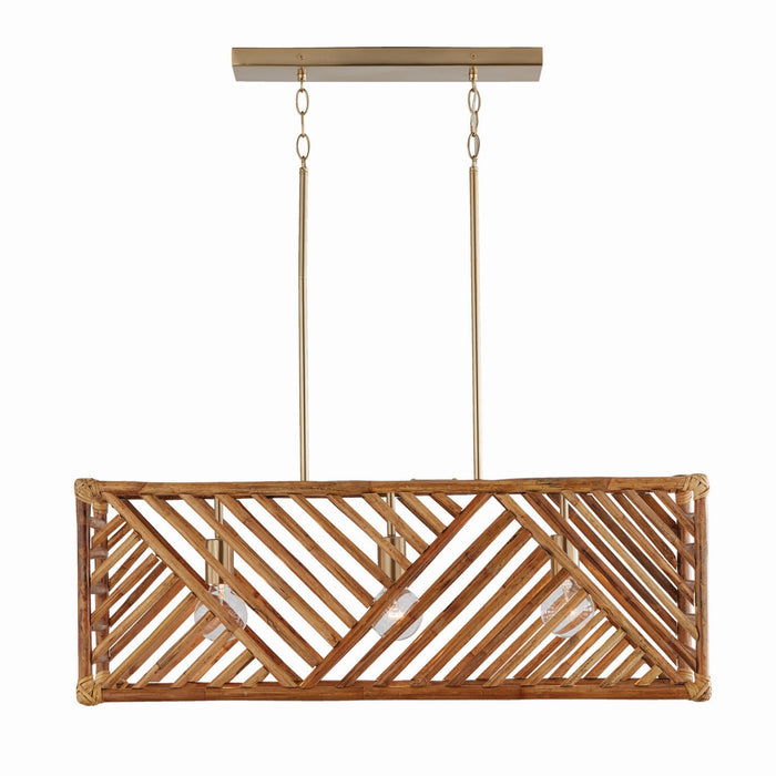 Soleil Three Light Island Pendant in Matte Brass