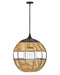 Maddox LED Hanging Lantern in Black with Light Natural Nylon Shade